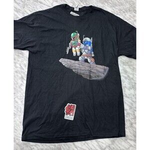 Star Wars Boba Fett lifted by Jango Fett  Men's shirt / t-shirt Black Large NEW